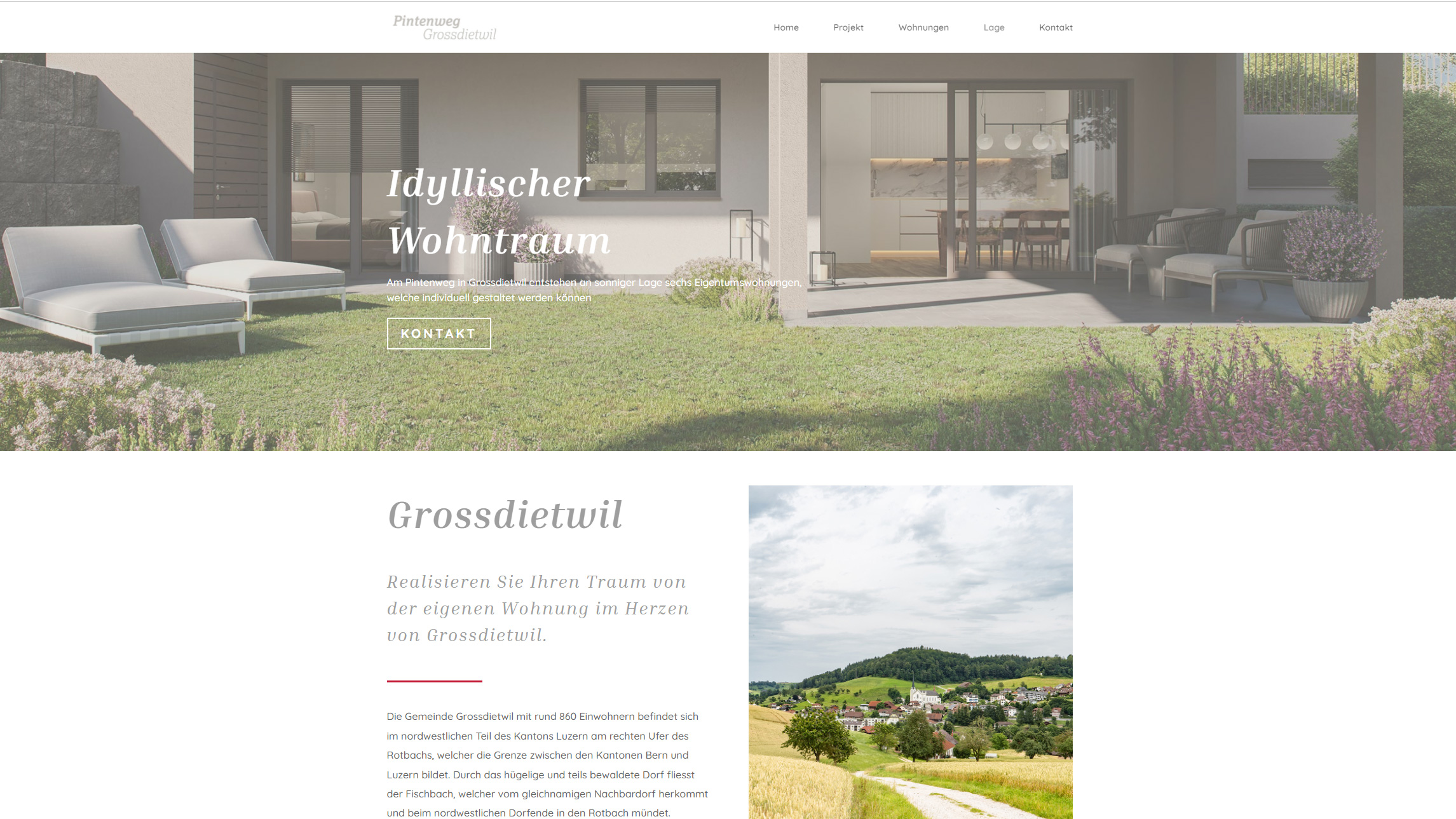 Webseite Neubau MFH Pintenweg Grossdietwil