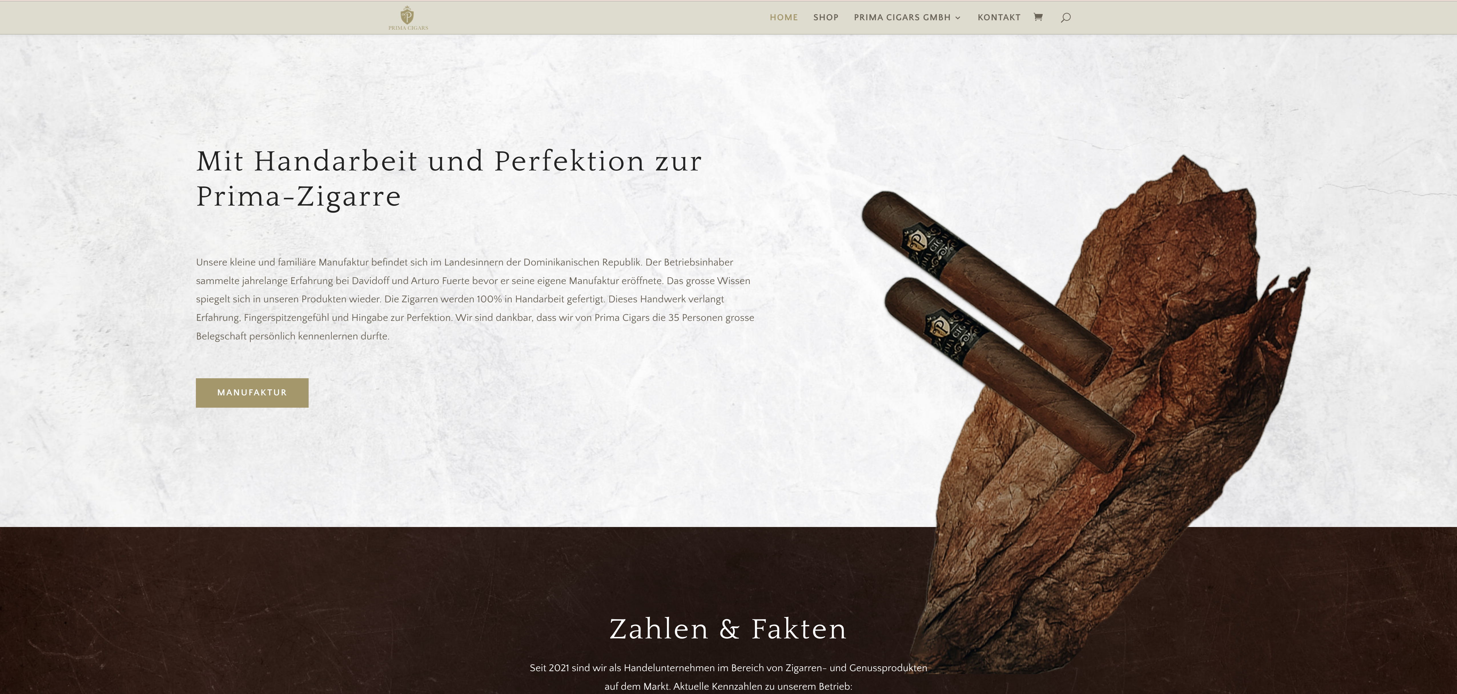 Webseite Primacigars.ch