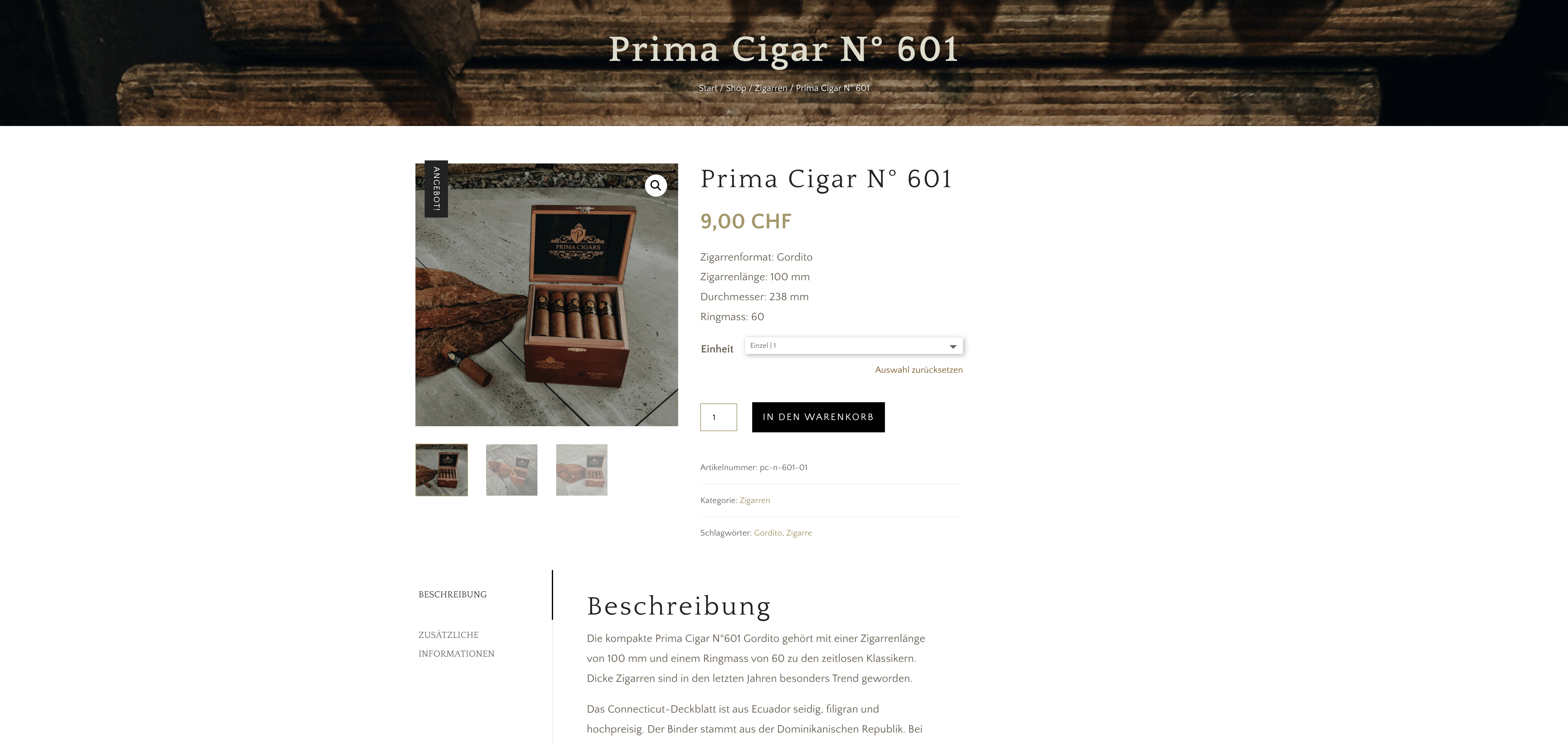 Webseite Primacigars.ch